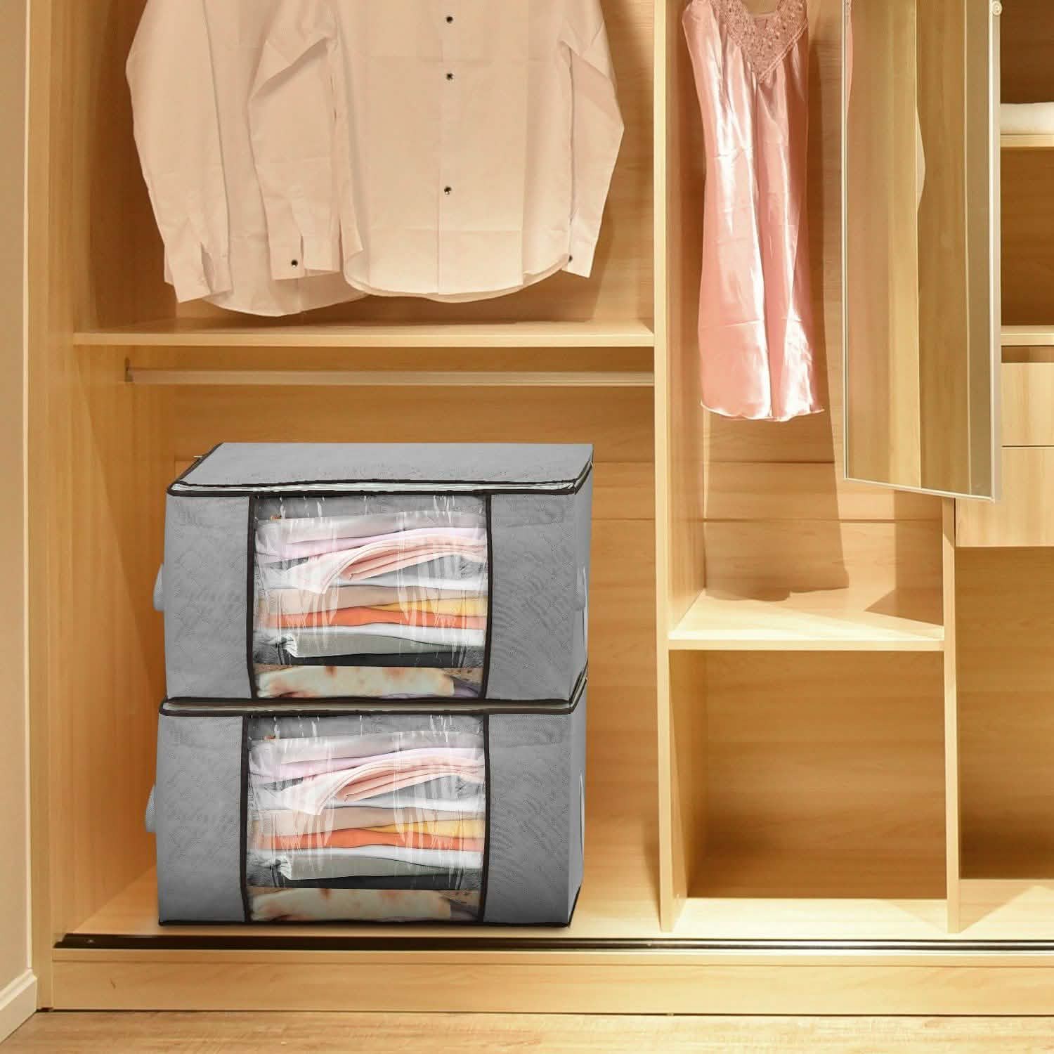 2-Pack: 90L Large Capacity Foldable Closet Organizer Storage & Organization - Tophatter Daily Deals