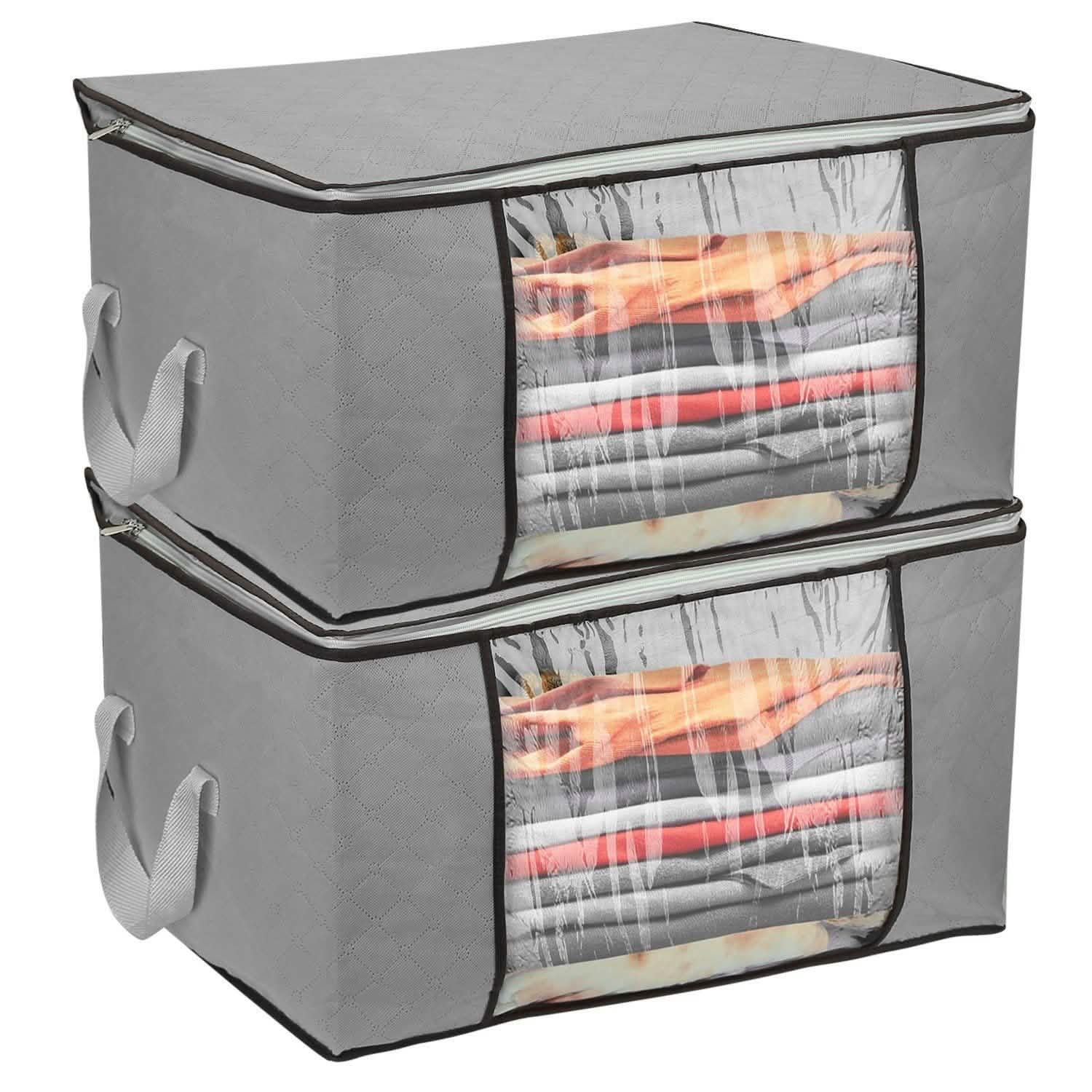 2-Pack: 90L Large Capacity Foldable Closet Organizer Gray Storage & Organization - Tophatter Daily Deals