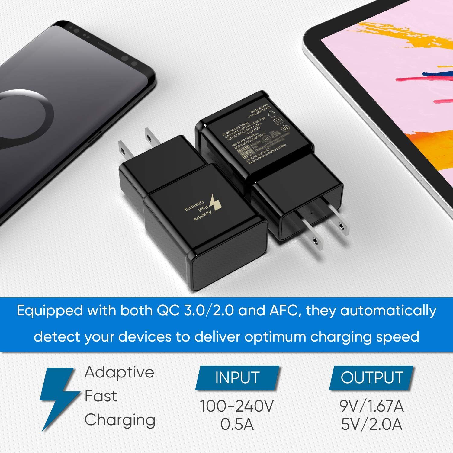 2-Pack: Adaptive Fast Charging Wall Charger USB Power Adapter - Tophatter Daily Deals