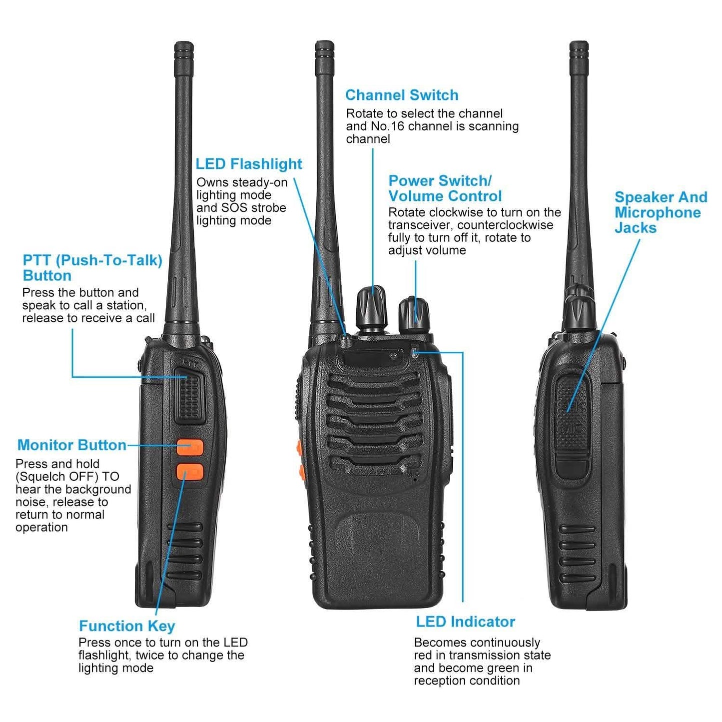 2-Pack: Baofeng BF-888S Walkie Talkies Two Way Radio Tactical & Self Defense - Tophatter Daily Deals