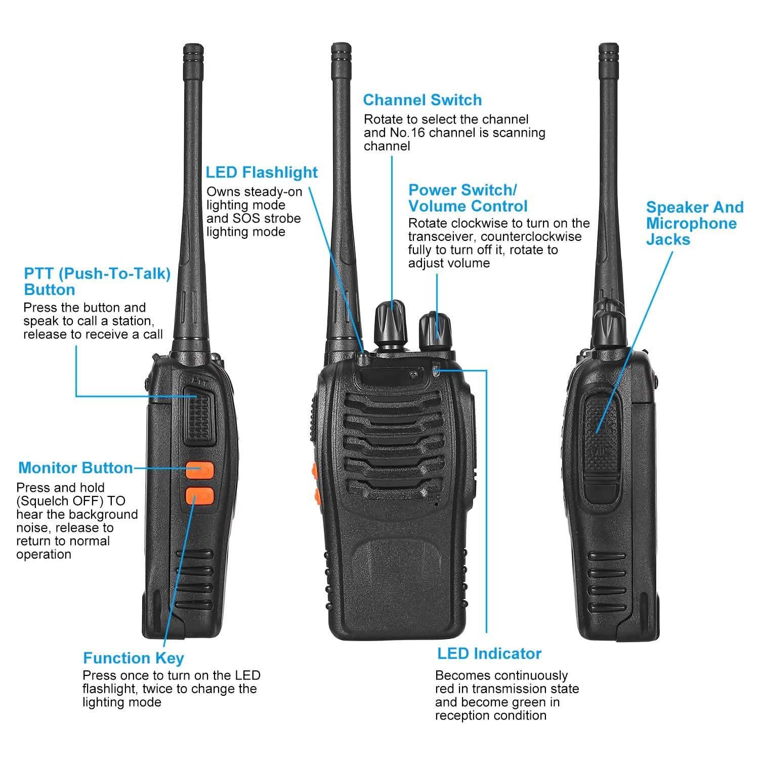 2-Pack: Baofeng BF-888S Walkie Talkies Two Way Radio Tactical & Self Defense - Tophatter Daily Deals