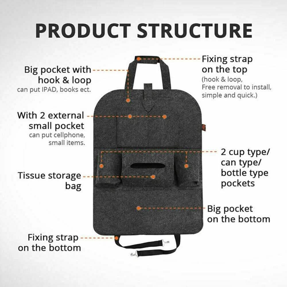 2-Pack: Car Seat Back Storage Bag Multifunctional Adjustable Backseat Storage Bag Automotive - Tophatter Daily Deals
