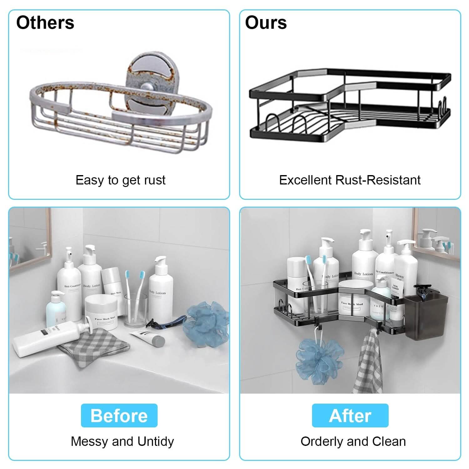 2-Pack: Corner Shower Caddy No Drilling Adhesive Shower Organizer Bath - Tophatter Daily Deals