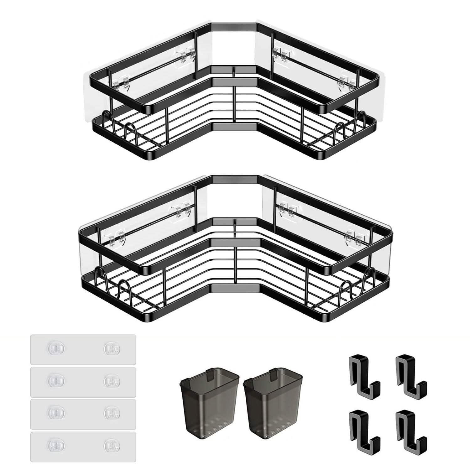 2-Pack: Corner Shower Caddy No Drilling Adhesive Shower Organizer Bath - Tophatter Daily Deals