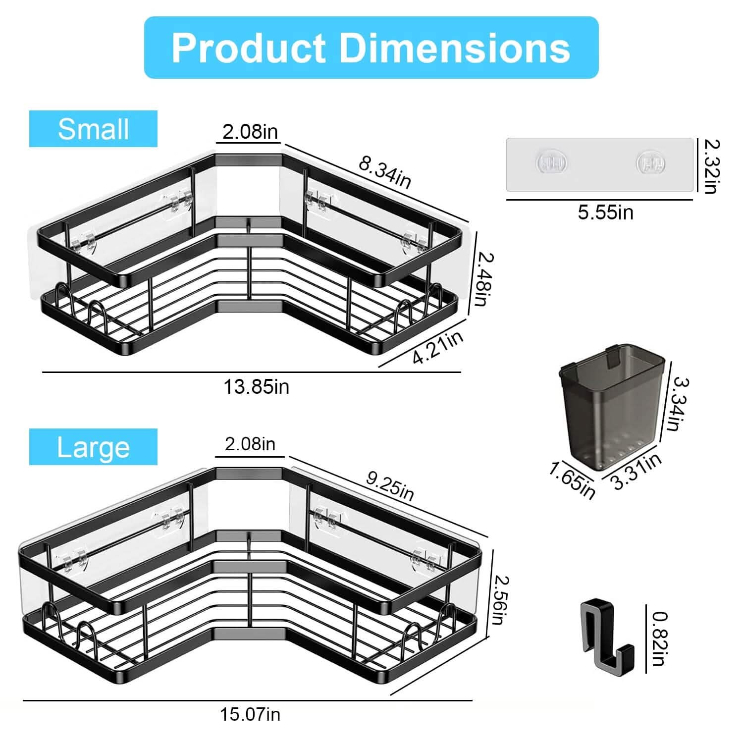 2-Pack: Corner Shower Caddy No Drilling Adhesive Shower Organizer Bath - Tophatter Daily Deals