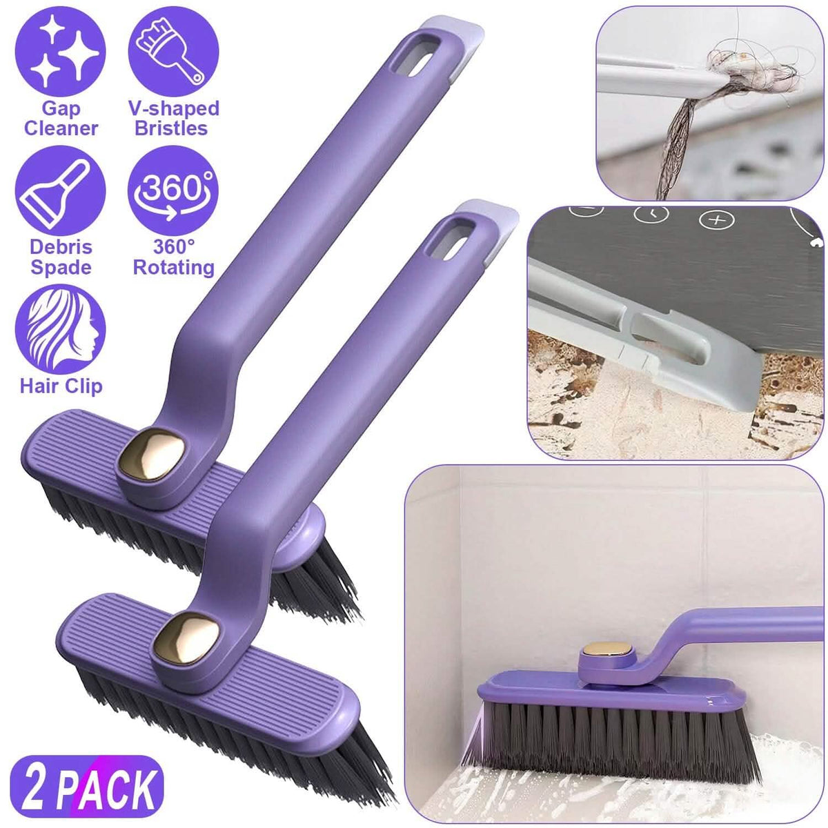 2-Pack: Crevice Cleaning Brush Stiff Bristle Brush Gap Cleaner Household Appliances - Tophatter Daily Deals