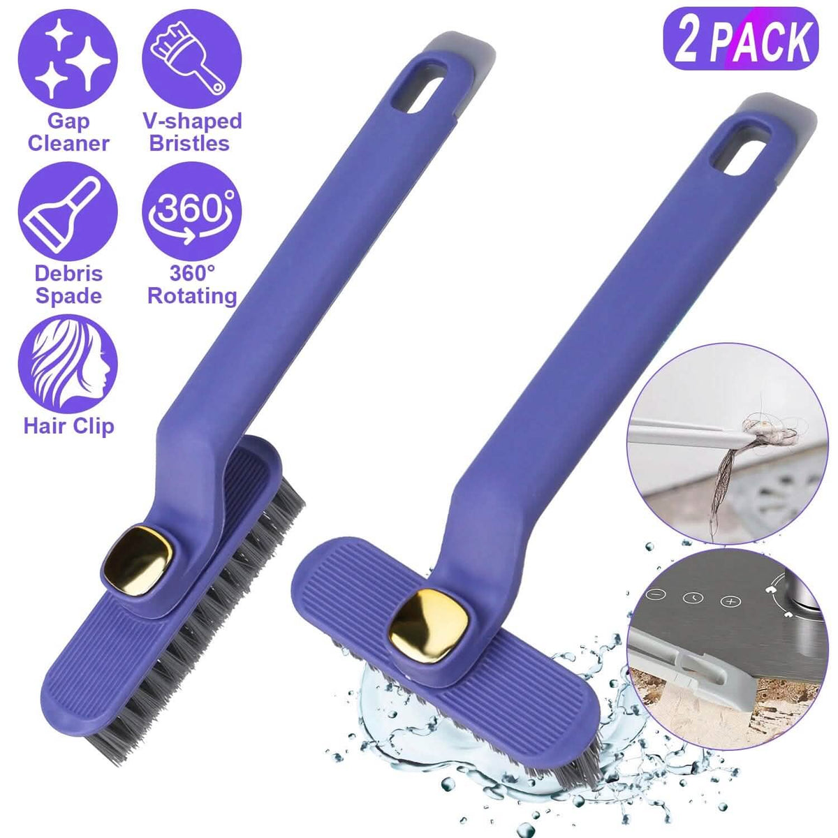 2-Pack: Crevice Cleaning Brush Stiff Bristle Brush Gap Cleaner Household Appliances - Tophatter Daily Deals