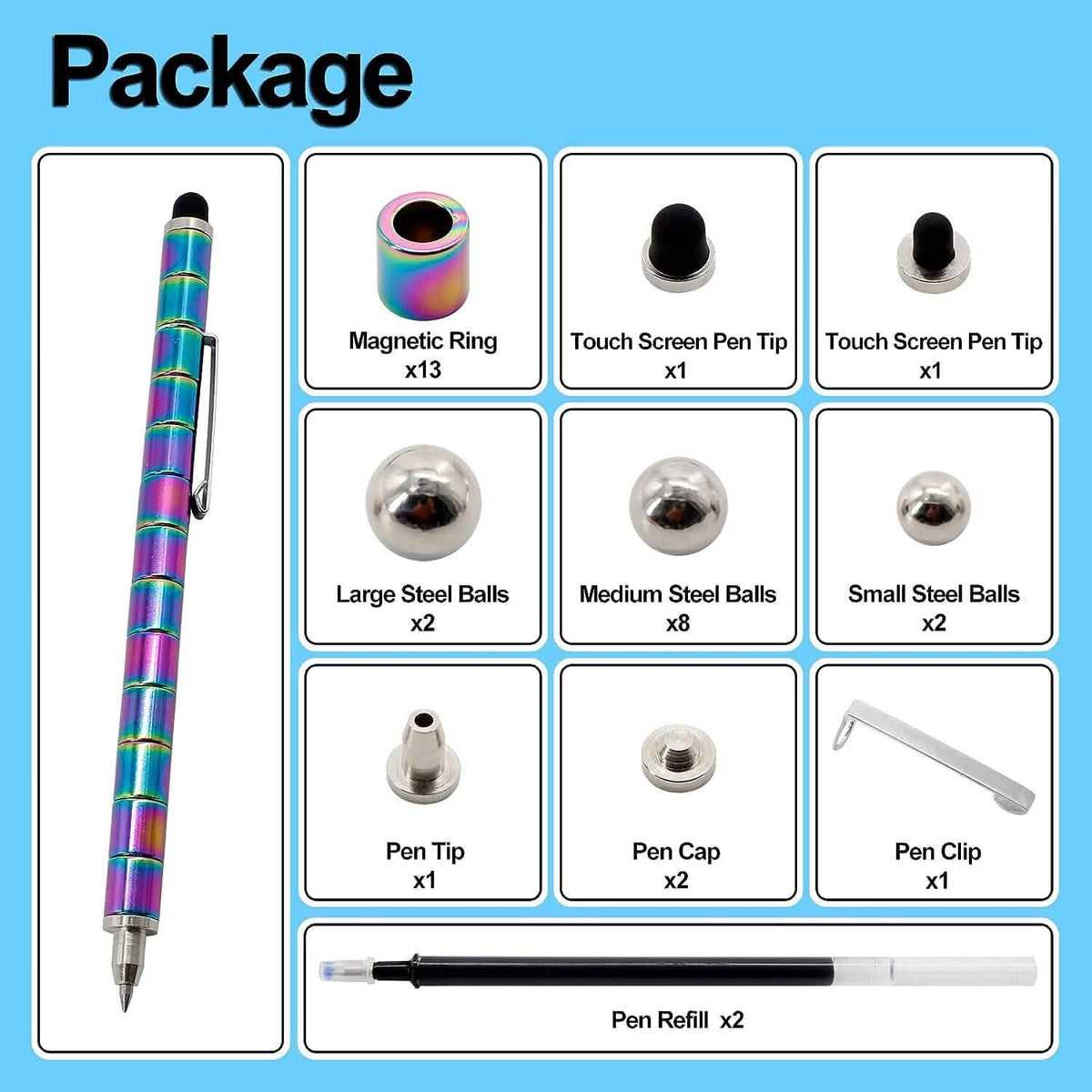 2-Pack: Decompression Magnet Metal Pen Health & Wellness - Tophatter Daily Deals