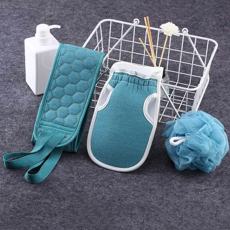 2-Pack: Exfoliating Body Scrubber Set Blue Bath - Tophatter Daily Deals