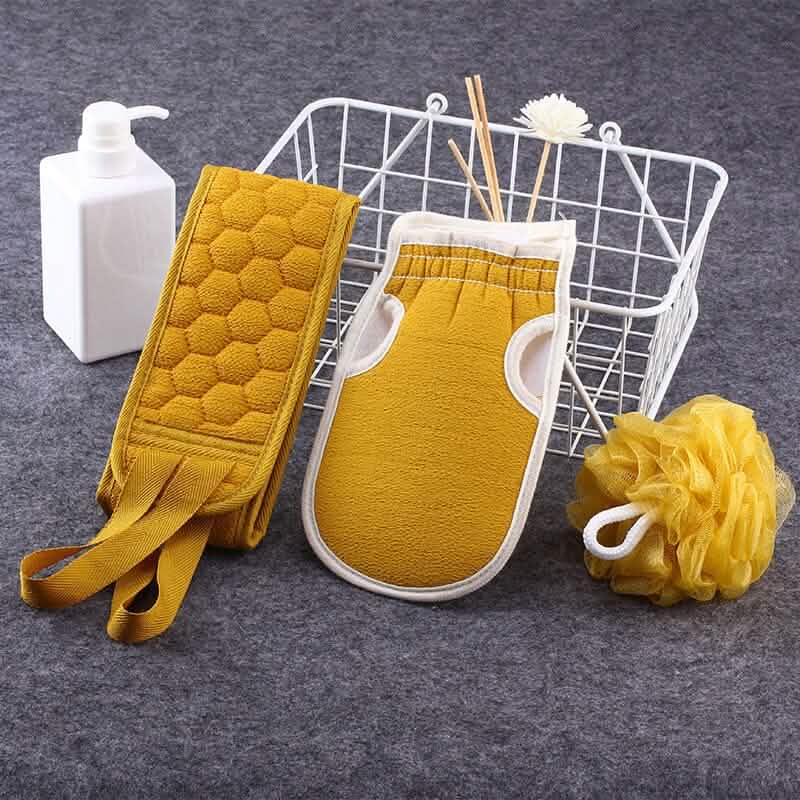 2-Pack: Exfoliating Body Scrubber Set Yellow Bath - Tophatter Daily Deals