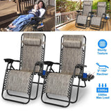 2-Pack: Foldable Zero Gravity Lounge Chair with Dual Side Tray Garden & Patio - Tophatter Daily Deals