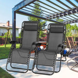 2-Pack: Foldable Zero Gravity Lounge Chair with Dual Side Tray Garden & Patio - Tophatter Daily Deals
