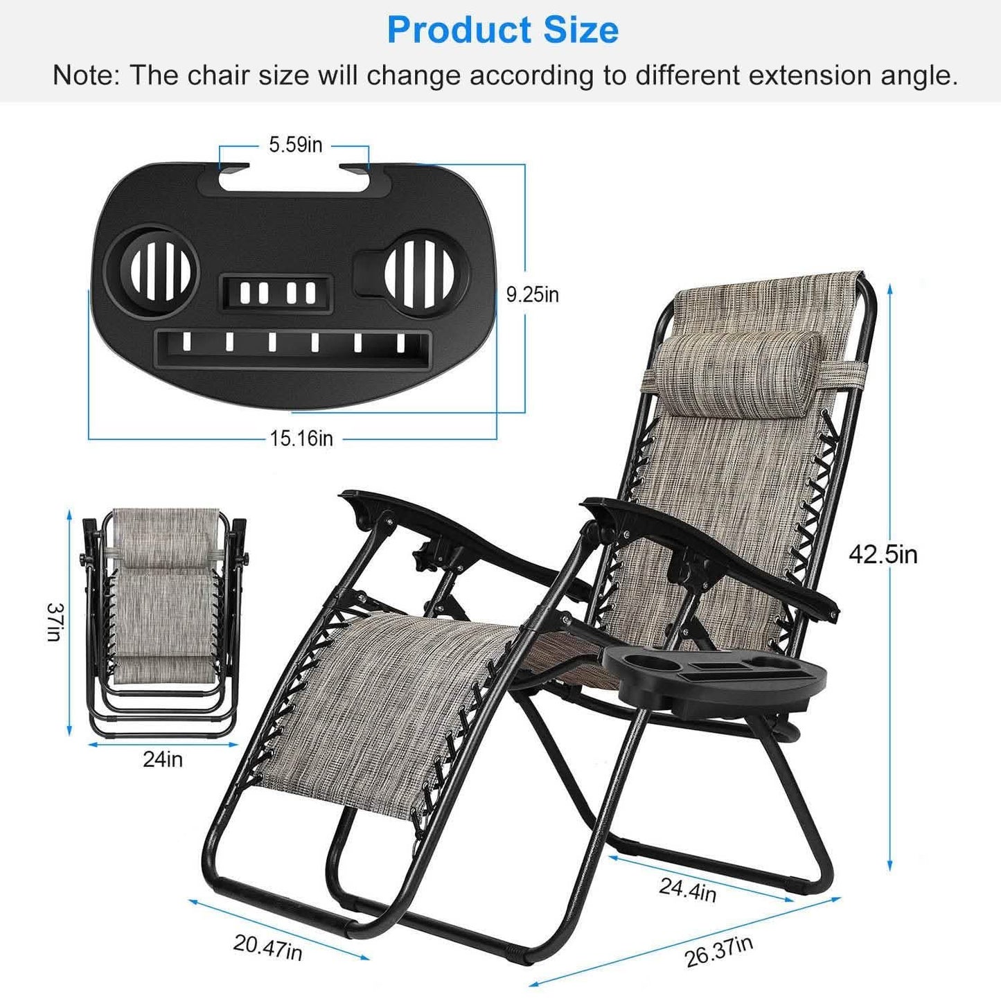 2-Pack: Foldable Zero Gravity Lounge Chair with Dual Side Tray Garden & Patio - Tophatter Daily Deals
