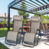 2-Pack: Foldable Zero Gravity Lounge Chair with Dual Side Tray Garden & Patio - Tophatter Daily Deals