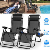 2-Pack: Foldable Zero Gravity Lounge Chair with Dual Side Tray Garden & Patio - Tophatter Daily Deals