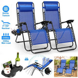 2-Pack: Foldable Zero Gravity Lounge Chair with Dual Side Tray Garden & Patio - Tophatter Daily Deals
