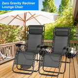 2-Pack: Foldable Zero Gravity Lounge Chair with Dual Side Tray Garden & Patio - Tophatter Daily Deals