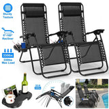 2-Pack: Foldable Zero Gravity Lounge Chair with Dual Side Tray Garden & Patio - Tophatter Daily Deals