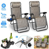 2-Pack: Foldable Zero Gravity Lounge Chair with Dual Side Tray Garden & Patio - Tophatter Daily Deals