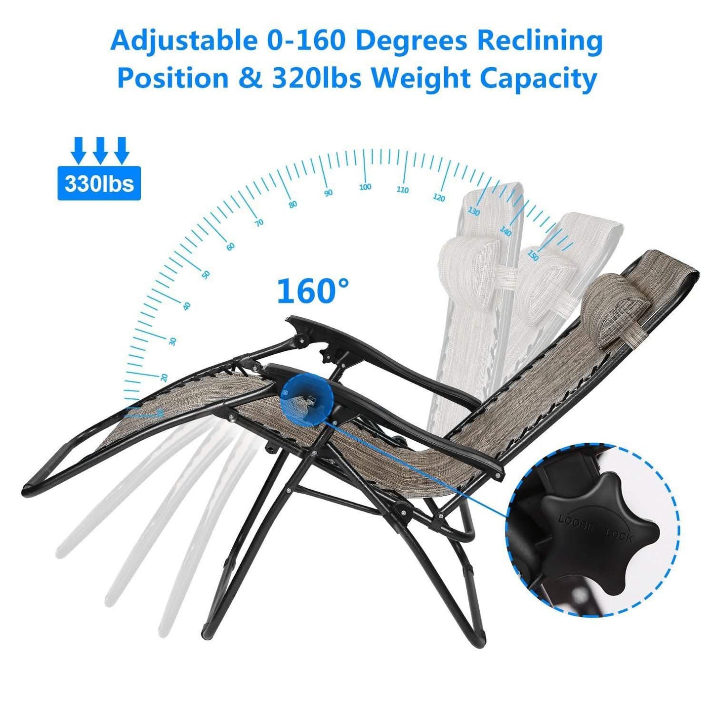 2-Pack: Foldable Zero Gravity Lounge Chair with Dual Side Tray Garden & Patio - Tophatter Daily Deals