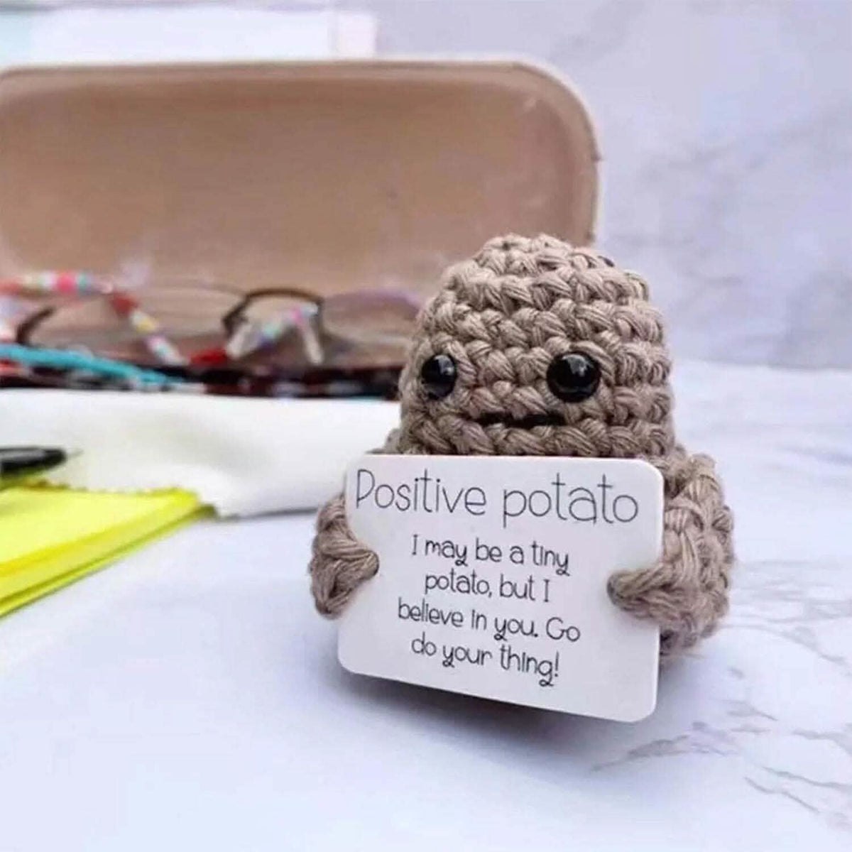 2-Pack: Funny Positive Potato Cute Wool Knitting Doll Furniture & Decor - Tophatter Daily Deals