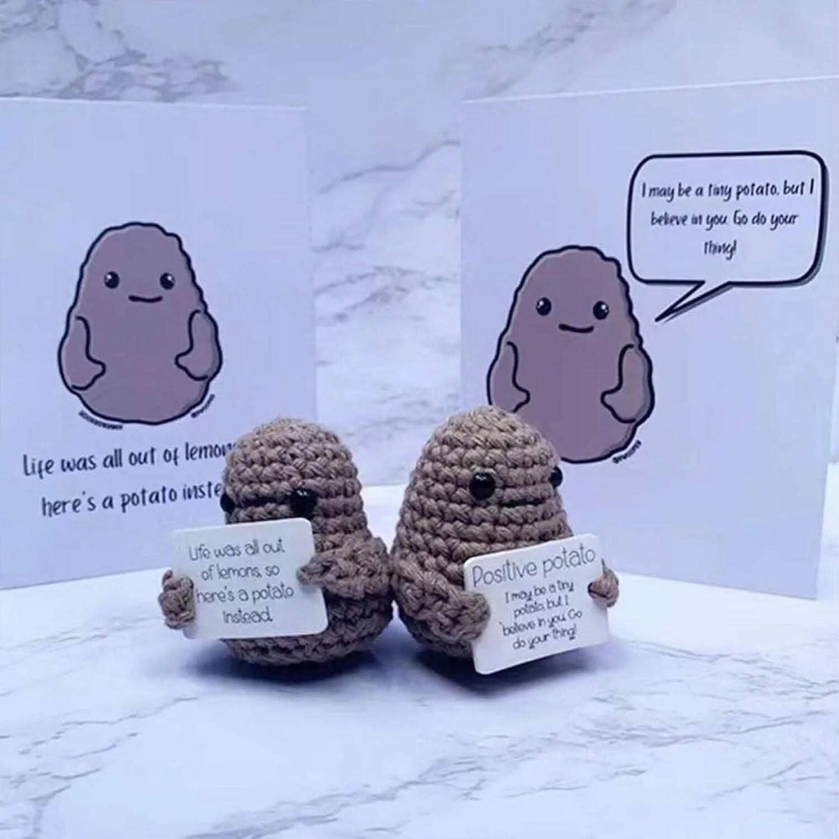 2-Pack: Funny Positive Potato Cute Wool Knitting Doll Furniture & Decor - Tophatter Daily Deals