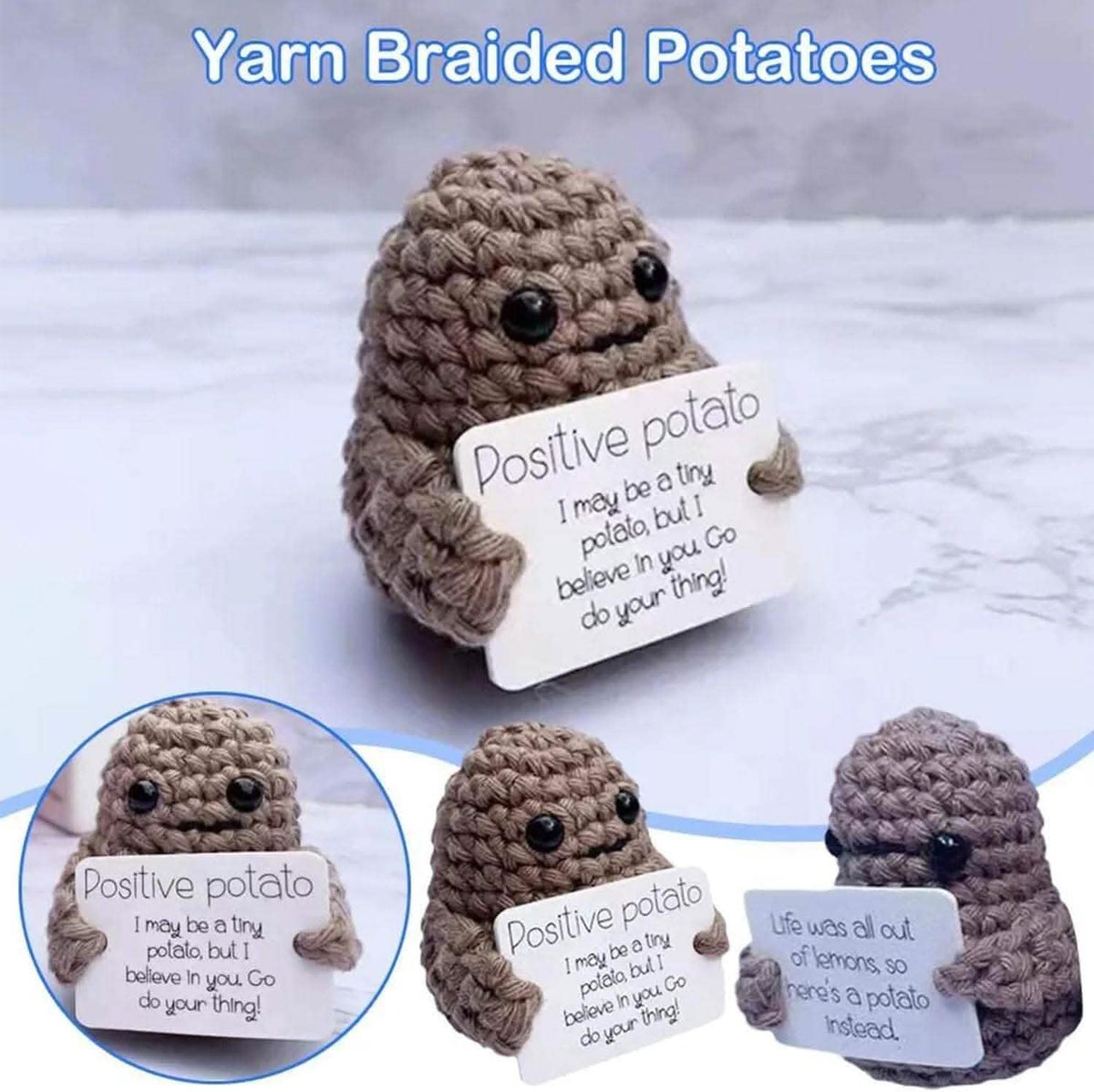 2-Pack: Funny Positive Potato Cute Wool Knitting Doll Furniture & Decor - Tophatter Daily Deals