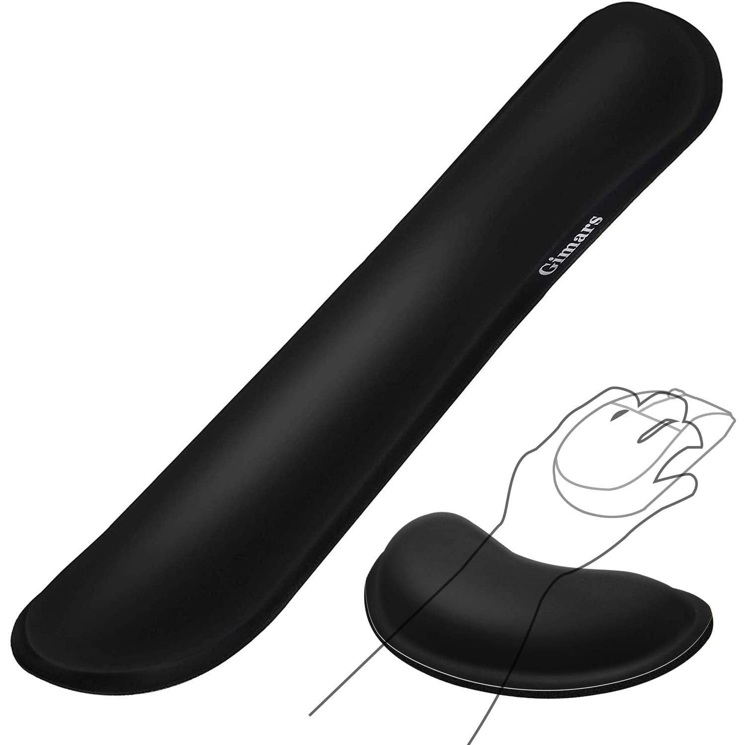2-Pack: Gimars Upgrade Enlarge Gel Memory Foam Set Keyboard Wrist Rest Pad Black Keyboard & Mouse Wrist Rest - Tophatter Daily Deals