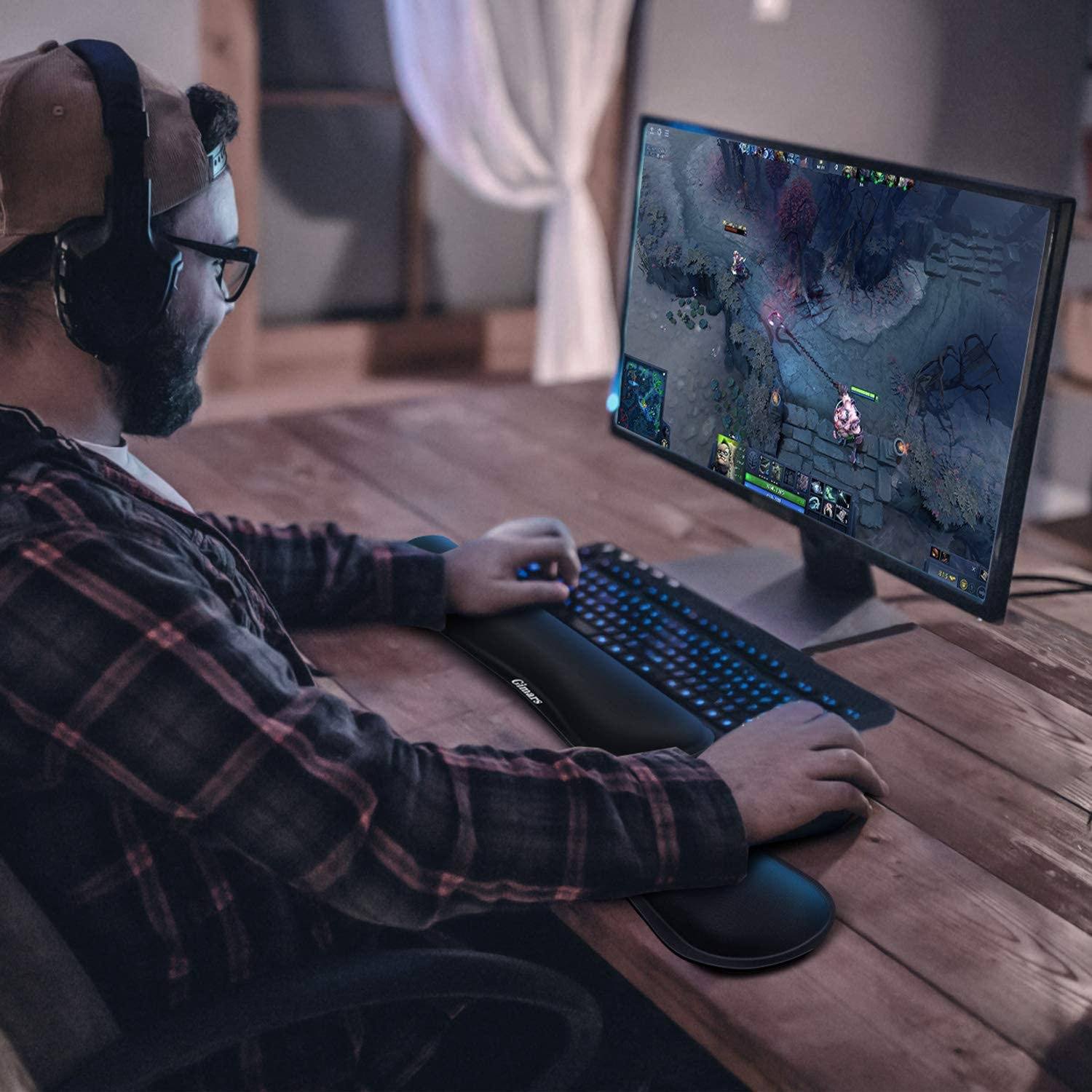 2-Pack: Gimars Upgrade Enlarge Gel Memory Foam Set Keyboard Wrist Rest Pad Keyboard & Mouse Wrist Rest - Tophatter Daily Deals