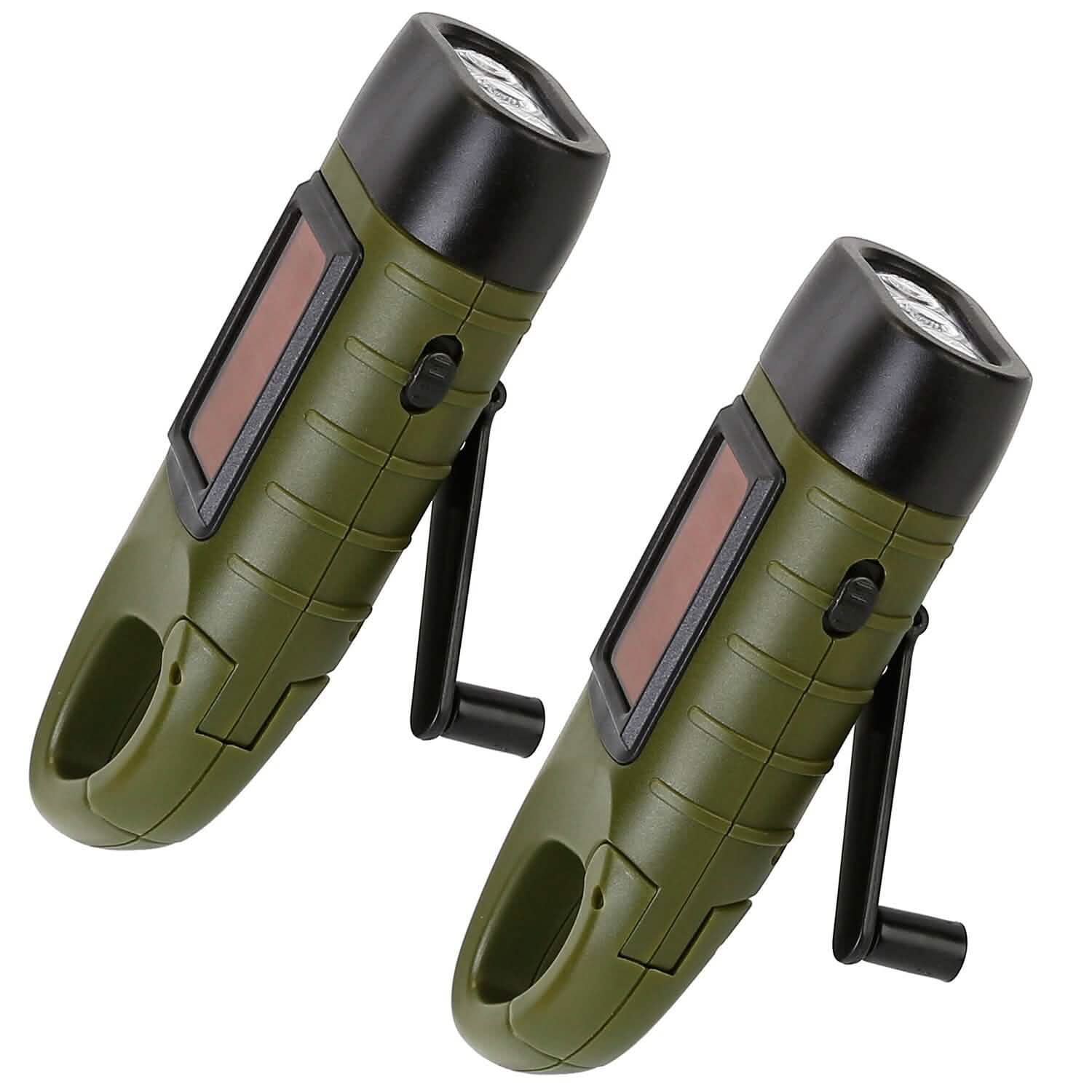 2-Pack: Hand Crank Solar Powered Flashlight Outdoor Recreation - Tophatter Daily Deals