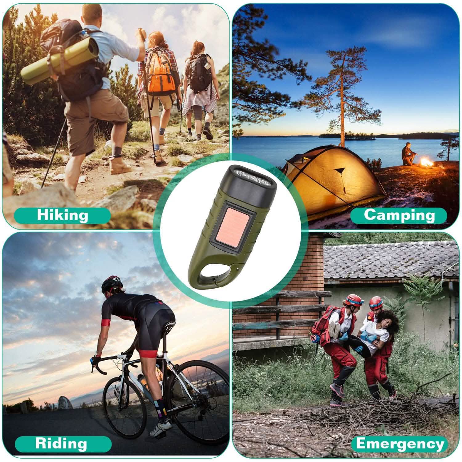 2-Pack: Hand Crank Solar Powered Flashlight Outdoor Recreation - Tophatter Daily Deals