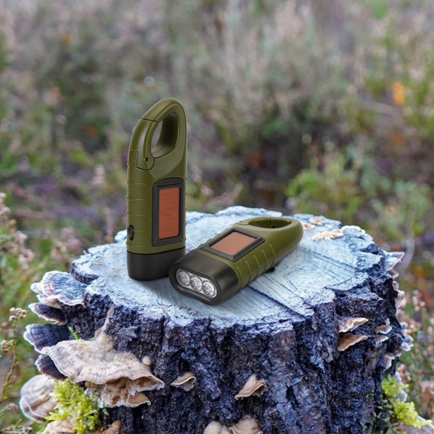 2-Pack: Hand Crank Solar Powered Flashlight Outdoor Recreation - Tophatter Daily Deals