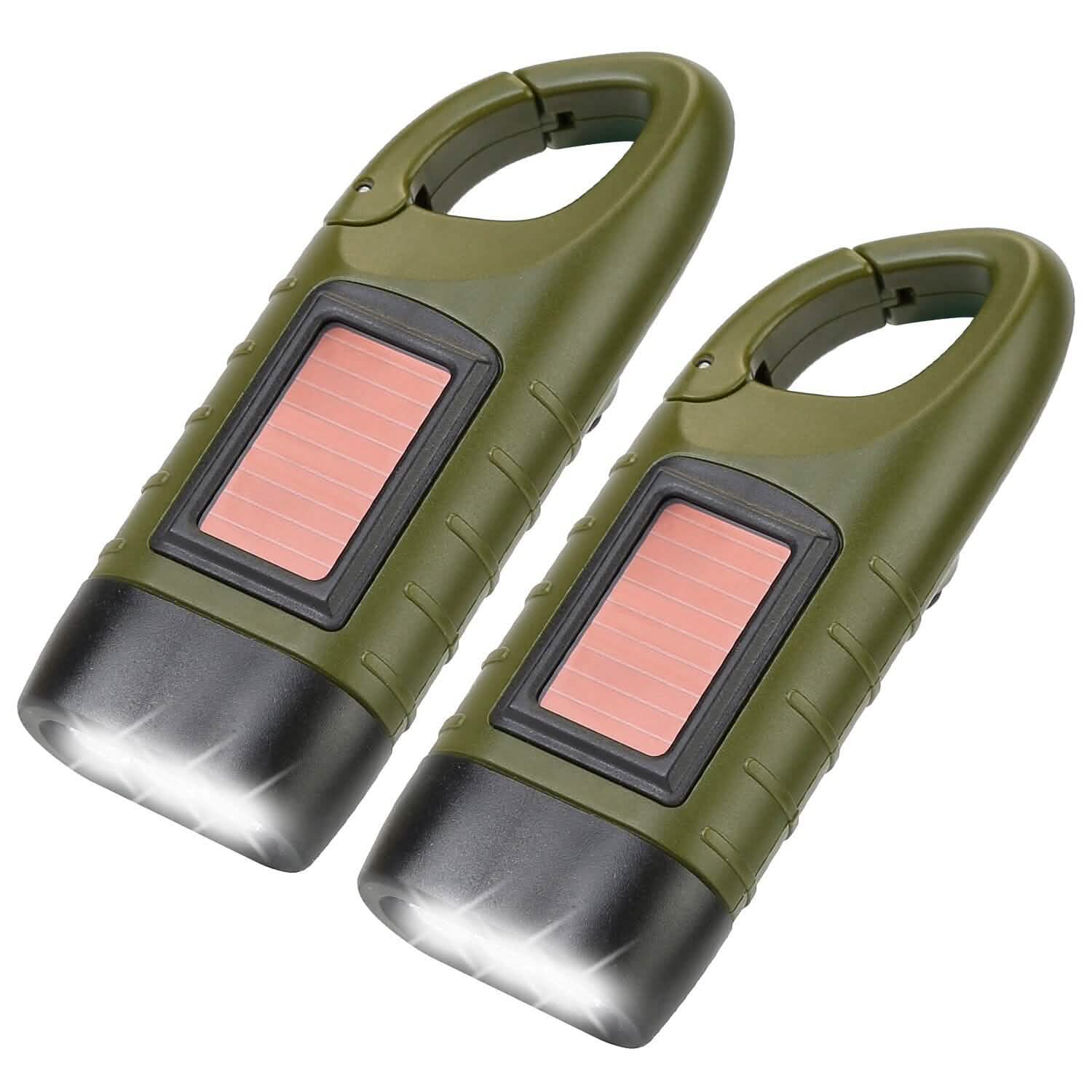 2-Pack: Hand Crank Solar Powered Flashlight Outdoor Recreation - Tophatter Daily Deals