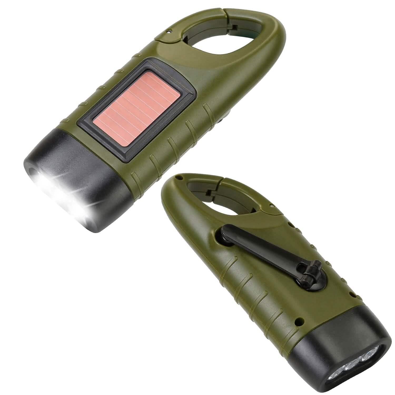 2-Pack: Hand Crank Solar Powered Flashlight Outdoor Recreation - Tophatter Daily Deals
