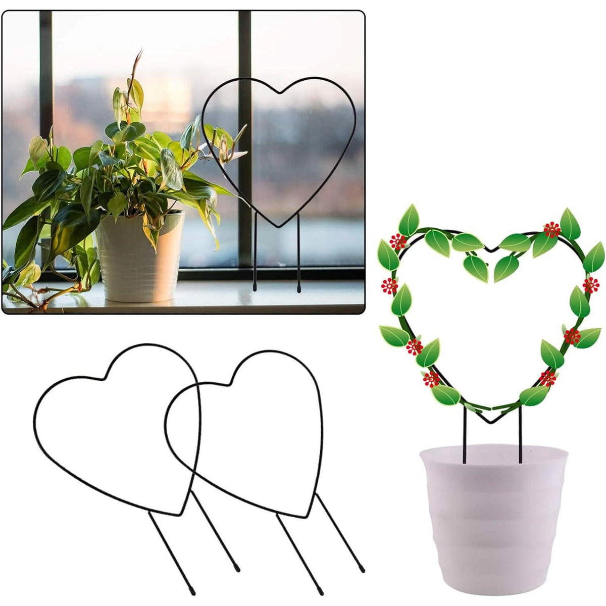 2-Pack: Heart-Shaped Plant Support Stake Garden & Patio - Tophatter Daily Deals