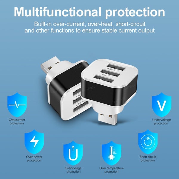 2-Pack: High Speed USB HUB 3 Ports Splitter USB Charger - Tophatter Daily Deals