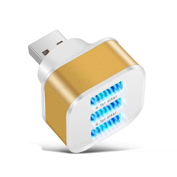 2-Pack: High Speed USB HUB 3 Ports Splitter Gold USB Charger - Tophatter Daily Deals