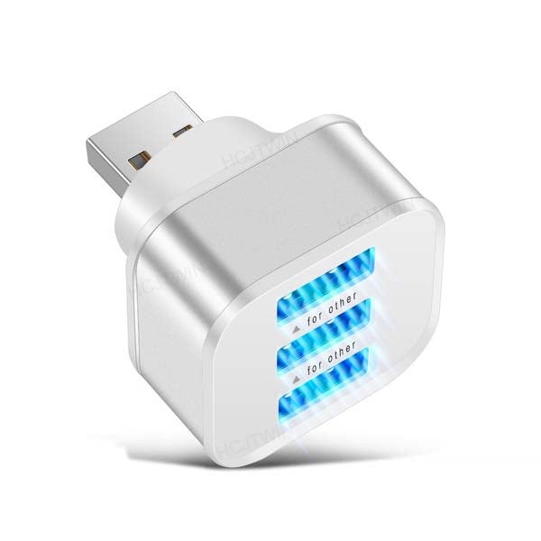 2-Pack: High Speed USB HUB 3 Ports Splitter Silver USB Charger - Tophatter Daily Deals