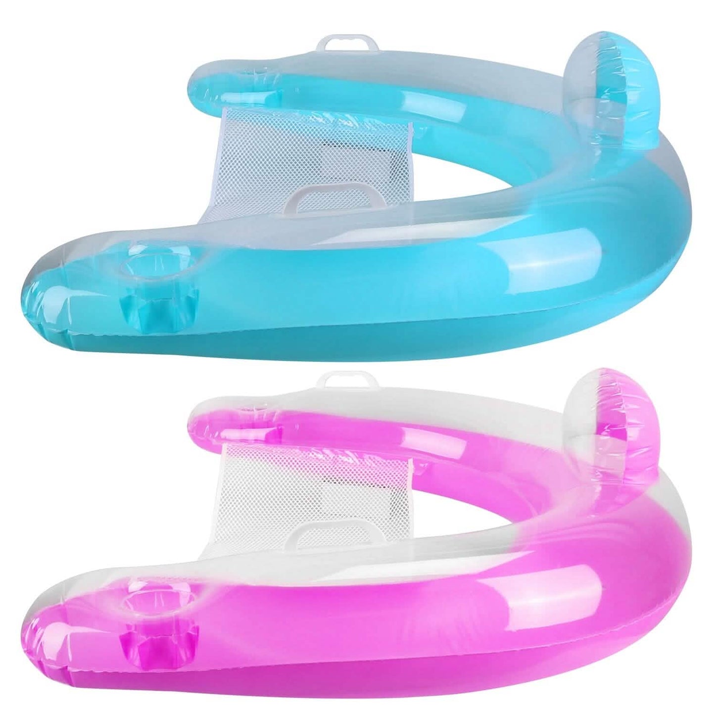 2-Pack: Inflatable Float Pool Chair with Cup Holder Arm Rest Outdoor Recreation - Tophatter Daily Deals
