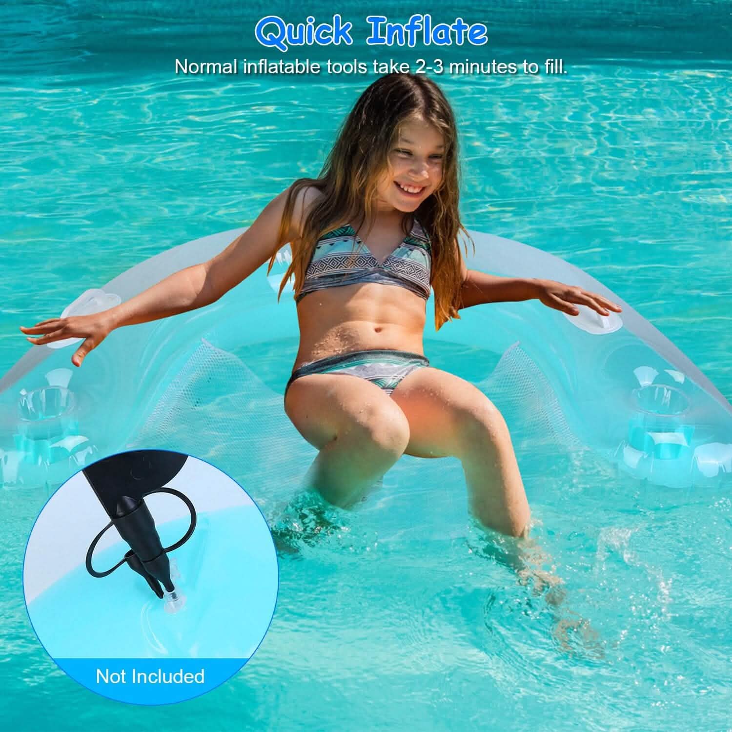 2-Pack: Inflatable Float Pool Chair with Cup Holder Arm Rest Outdoor Recreation - Tophatter Daily Deals
