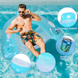 2-Pack: Inflatable Float Pool Chair with Cup Holder Arm Rest Outdoor Recreation - Tophatter Daily Deals