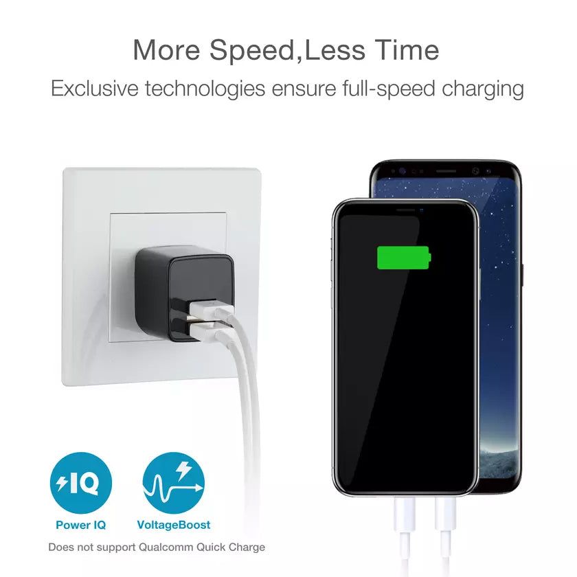 2-Pack: LAX Dual USB 2.4A Wall Charger - Ultra Compact USB Power Adapter - Tophatter Daily Deals