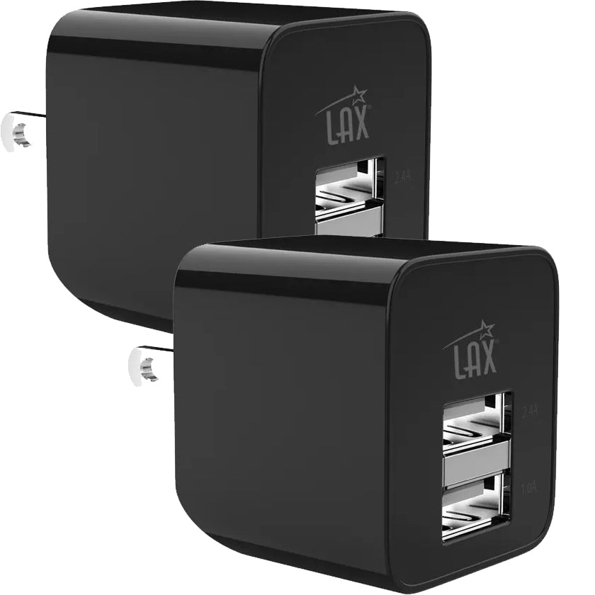 2-Pack: LAX Dual USB 2.4A Wall Charger - Ultra Compact USB Power Adapter - Tophatter Daily Deals