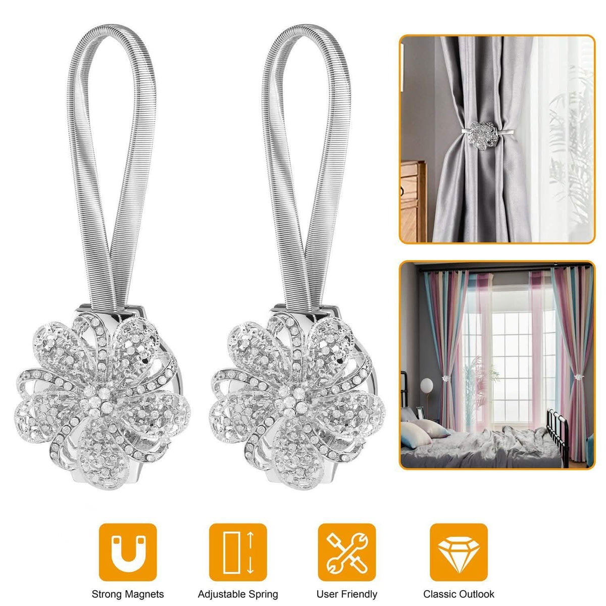 2-Pack: Magnetic Curtain Tiebacks Furniture & Decor - Tophatter Daily Deals