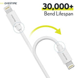 2-Pack: Overtime Apple MFI Certified iPhone Charger Lightning Cable 10 Foot Charging Cable - Tophatter Daily Deals