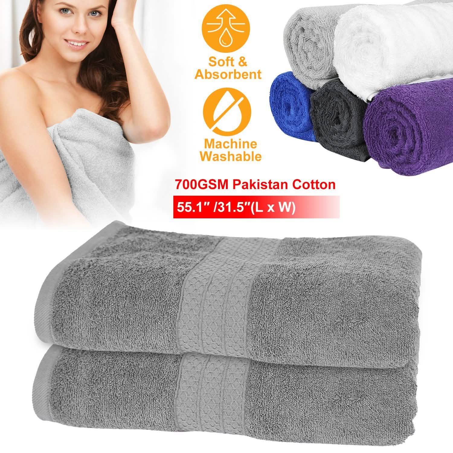 2-Pack: Pakistan Cotton Bath Towel Bath - Tophatter Daily Deals