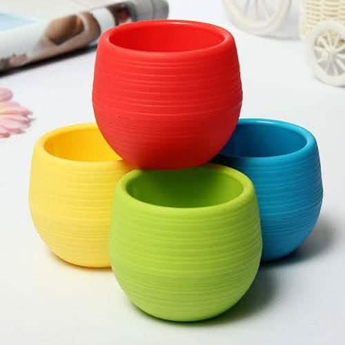 2-Pack: Plastic Plant Flower Pots Yellow Garden & Patio - Tophatter Daily Deals