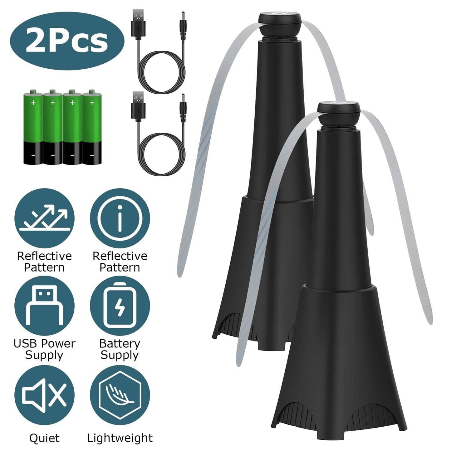 2-Pack: Portable Reflective Fly Repellent Fan Rechargeable Battery Powered Pest Control - Tophatter Daily Deals