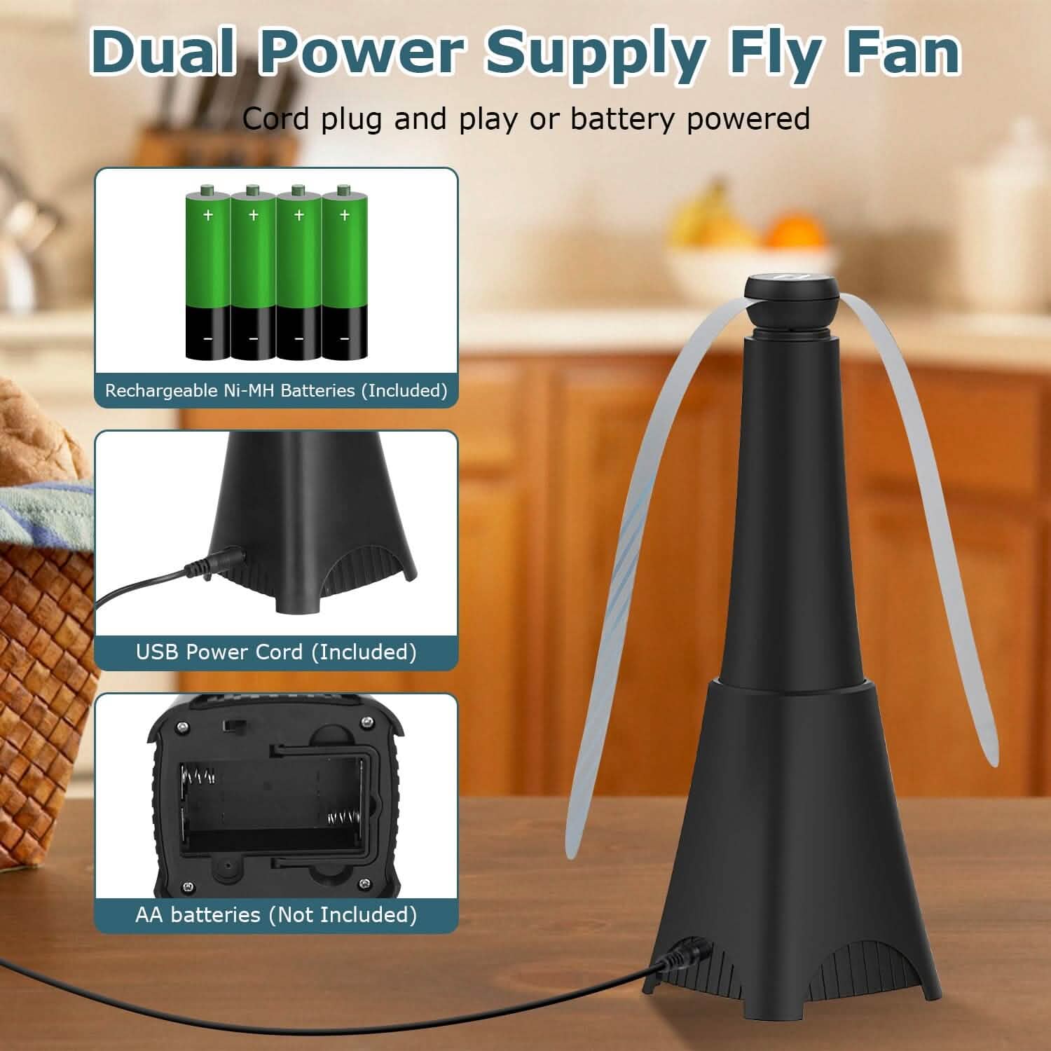 2-Pack: Portable Reflective Fly Repellent Fan Rechargeable Battery Powered Pest Control - Tophatter Daily Deals