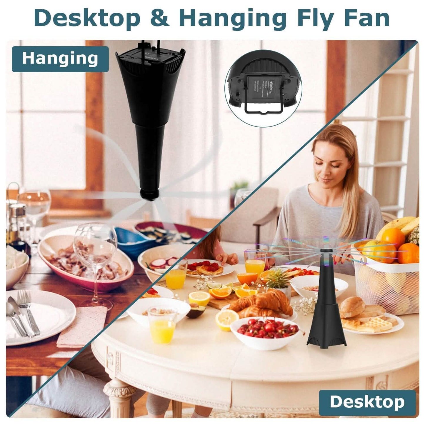 2-Pack: Portable Reflective Fly Repellent Fan Rechargeable Battery Powered Pest Control - Tophatter Daily Deals